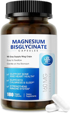 iMATCHME Magnesium Bisglycinate 100%, Magnesium Supplement Support to Sleep & Calmness,Heart Healthy, Muscle & Bones, Maximum Absorption,180 Capsules