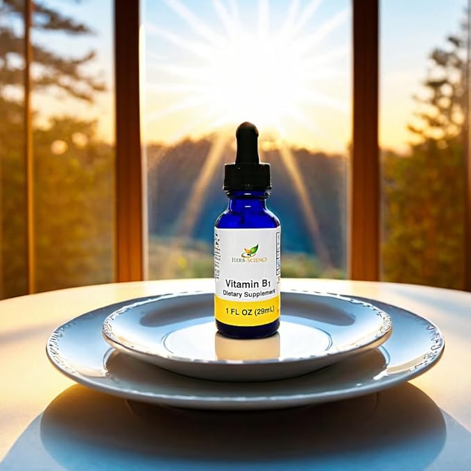 Vitamin B1 Liquid Drops – Thiamine Supplement, High Potency 500% DV, 36 Servings, 1 fl oz