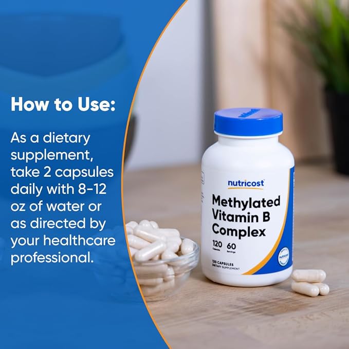Nutricost Methylated Vitamin B Complex 120 Capsules - (60 Servings) Gluten-Free