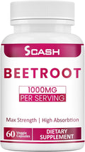 scash Beet Root Capsules - 1000mg Per Serving - 60 Beet Root Powder Capsules - (Pure, Non-GMO & Gluten Free