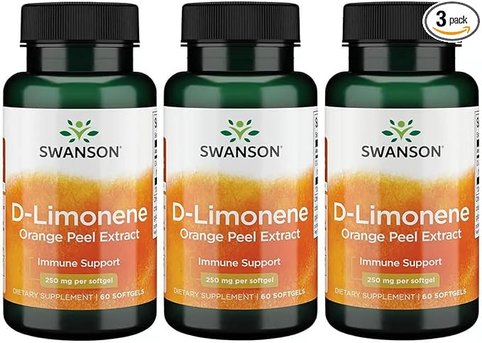 Swanson D-Limonene - Orange Peel Extract Supplement Promoting Cellular Health - High Potency Formula Supporting Health Defense - (60 Capsules, 250mg Each) (3 Pack)
