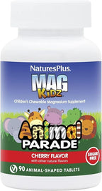 NaturesPlus Animal Parade Source of Life Sugar-Free MagKidz Children's Magnesium Supplement - Natural Cherry Flavor - 90 Count (Pack of 1) - Bone & Muscle Health Support - Gluten-Free
