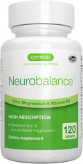 Igennus Neurobalance Zinc Magnesium & B6 Complex Formulated for Cognitive Support, Calm Focus & Relaxation, 120 Small Tablets, High Absorption Chelated Zinc & Fully Reacted Magnesium, Vegan, Non-GMO