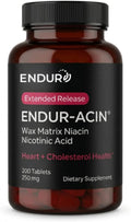 ENDUR-ACIN - Niacin B3 - ER (Extended Release) 250 mg - Nicotinic Acid - Healthy Heart & Cholesterol Balance Supplement - Low-Flush High-Potency Niacin with 4–8 HR Timed-Release Matrix - 200 Tablets