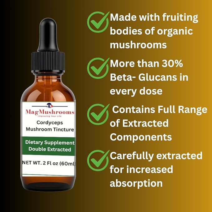 MagMushroom Cordyceps Mushroom Extract Liquid Tincture, Daily Supplement, Double Extracted for Maximum Potency, 2 Fl. oz., 60 Daily