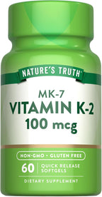 Nature's Truth Vitamin K2 MK-7 | 100 mcg | 60 Softgels | Non-GMO & Gluten Free Supplement