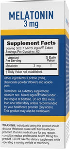 Superior Source Melatonin 3 mg, Quick Dissolve MicroLingual Tablets, 60 Ct, with Chamomile, Natural Sleep Support, Melatonin, for Adults, Non-GMO, Pack of 2