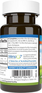 Carlson - K Complete, K1 & K2 as MK-4 & MK-7, Promotes Bone & Cardiovascular System Health, 45 Softgels
