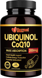 Ubiquinol CoQ10-200mg-Softgels with Vitamin E & Omega 3, High Absorption Coenzyme Q10 Support Heart Health & Energy-Production Powerful-Antioxidant, 120 Counts