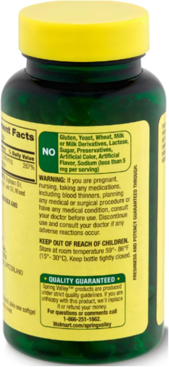 Spring Valley Vitamin A Supplement 2400 mcg, 250 Count + STS Sticker.