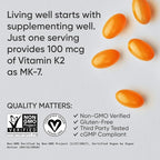 Sports Research Vitamin K2 as MK-7 100mcg with Coconut MCT Oil - 120 Veggie Softgels (4 Month Supply) Vegan Certified, Non-GMO Verified, Gluten & Soy Free