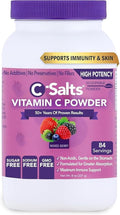 C-Salts Vitamin C Powder - 100% Pure Buffered Ascorbic Acid Powder for Daily Immune Support & Collagen Production - Stomach-Friendly Organic Vegan Non-GMO Sugar-Free - 84 Servings - Mixed Berry, 8oz