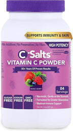C-Salts Vitamin C Powder - 100% Pure Buffered Ascorbic Acid Powder for Daily Immune Support & Collagen Production - Stomach-Friendly Organic Vegan Non-GMO Sugar-Free - 84 Servings - Mixed Berry, 8oz