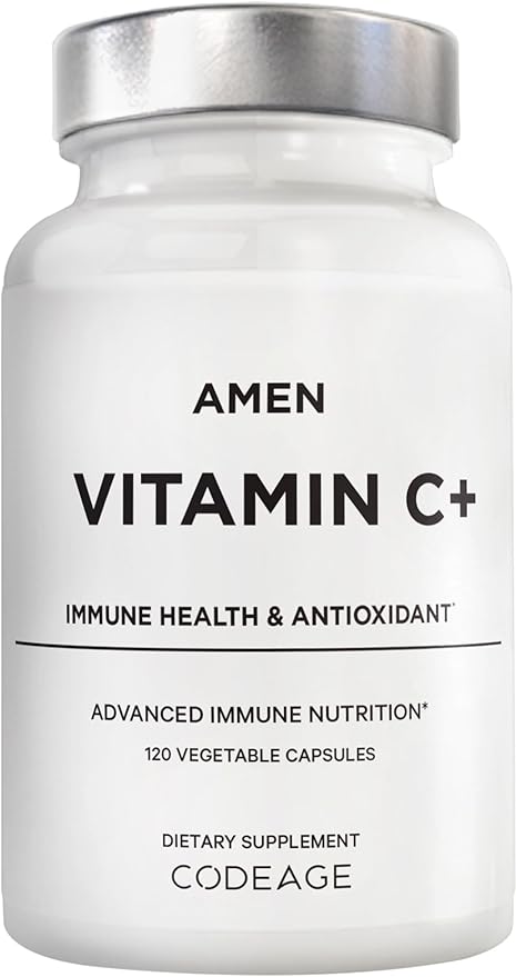 Amen Vitamin C+ Supplement with Zinc, Bioflavonoids, Quercetin, Rose Hips, Elderberry – Vegan, Non-GMO – 2 Months Supply - 120 Capsules