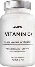 Amen Vitamin C+ Supplement with Zinc, Bioflavonoids, Quercetin, Rose Hips, Elderberry – Vegan, Non-GMO – 2 Months Supply - 120 Capsules