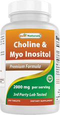 Best Naturals Choline Inositol (Myo Inositol) 2000 mg Per Serving 250 Tablets - Non-GMO, Gluten Free, Made in the USA