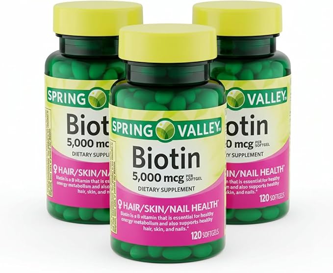 Biotin 5000 mcg 120 Softgels – High Potency Biotin Supplement, Vitamin B7 for Hair Skin Nails Vitamins for Women, Vitaminas para el Cabello (Pack of 3)