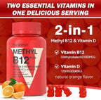 Vitamin B12 D3 Vegan Gummies - 90 Count I 1000 MCG Methyl B12 & 5000 IU Vitamin D Gummy Chewable Supplements for Adults & Kids - Immune Health & Daily Energy Boost - Non-GMO, Orange