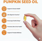 Pumpkin Seed Oil with Saw Palmetto – 3000mg Per Serving, 300 Softgels | Cold Pressed Virgin Oil | Supports Prostate, Bladder, Urinary & Hair Health | Non-GMO