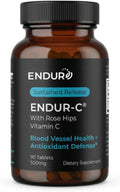 Endur ENDUR-C Vitamin C with Rose Hips, Supports Collagen Production, Antioxidant Protection & Gentle Digestion, Gluten Free, 500mg (90 Tablets)