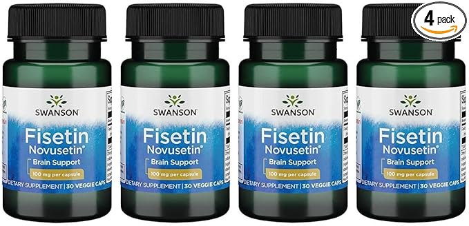 Swanson Fisetin Molecularly Similar to Apigenin, Luteolin, and Quercetin 100 Milligrams 30 Veg Capsules (4 Pack)