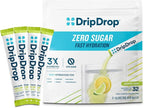 DripDrop Sugar Free Hydration Packets - Zero Lemon Lime - Single Serve Electrolytes Powder Drink Mix - Non-GMO, Gluten Free, Vegan - 32 Sticks
