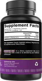 Oxify Vitamin B-2 (Riboflavin) 400 mg | 120 Vegetarian Capsules | Gluten-Free, Non-GMO | Supplement Made in USA