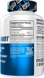 Evlution Nutrition Black Maca Root - Energy Support - 500mg Organic Black Maca Root Powder - Workout Supplement - Vegetarian Capsules - for Strength Performance & Stamina - 60 Servings