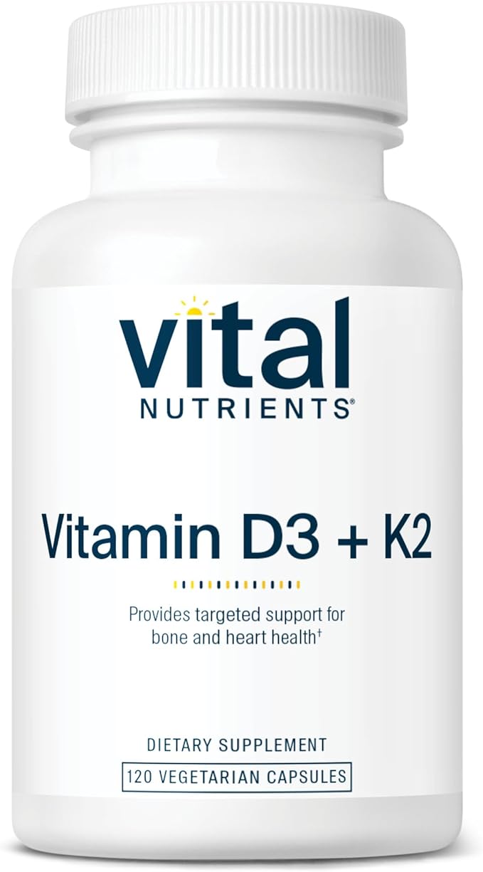 Vital Nutrients Vitamin D3 + K2 | 2000 IU | Vitamin D3 K2 Supplement | Vitamin D Complex for Healthy Calcium Levels, Muscle & Bone Health | Gluten, Dairy, Soy Free | 120 Capsules