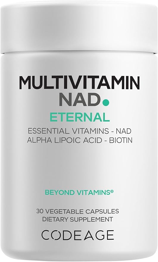 Codeage Multivitamin NAD Supplement - NAD+ Energy & Healthy Aging Support - Vitamin D3 K2, P5P, Methylated B12, Alpha Lipoic Acid, Folate, Riboflavin, Biotin, B Complex Pills - Non-GMO - 30 Capsules