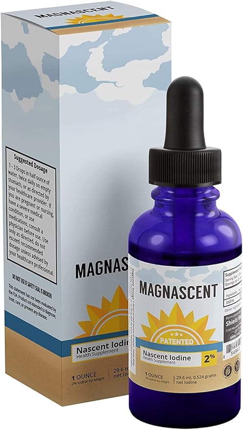 Nascent Iodine Organic Daily Health Supplement High Potency 2% Concentrated Liquid Iodine Drops Supports Energy & Metabolism (1oz/30ml)