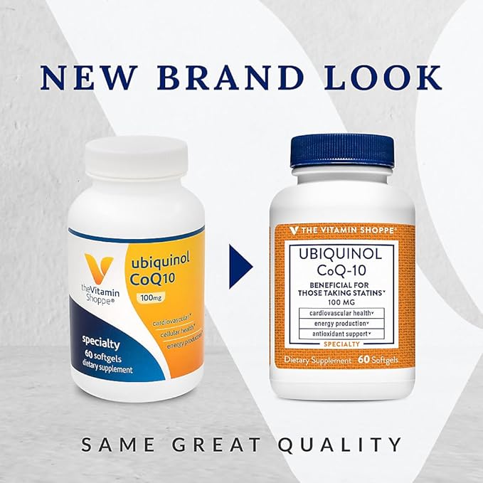 The Vitamin Shoppe Ubiquinol CoQ-10 100mg Beneficial for Those (60 Softgels)