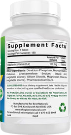 Best Naturals Vitamin B2 (Riboflavin) 100 mg 180 Tablets - Premium Formula - 3rd Party Lab Tested