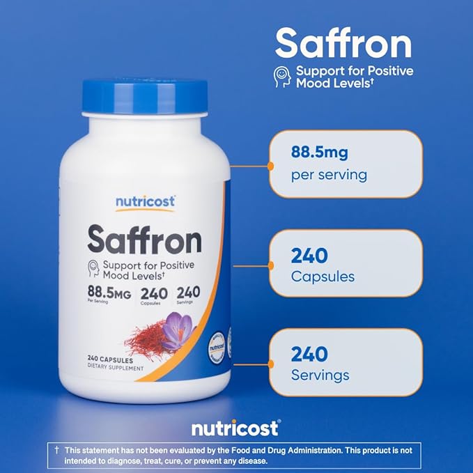 Nutricost Saffron Extract 88.5mg, 240 Capsules - Veggie Caps, Non-GMO, Gluten Free (Pack of 2)