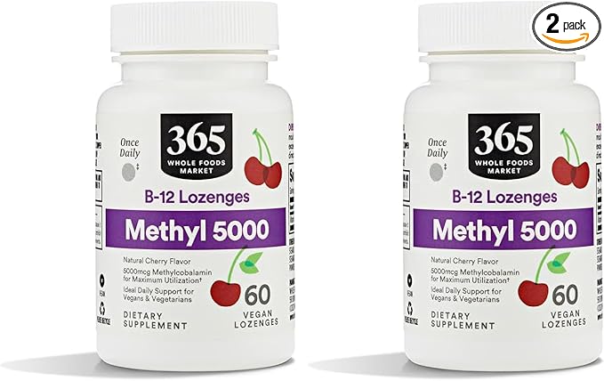 Whole Foods Market, Methyl B-12 5000Mcg Cherry, 60 Lozenges (Pack of 2)