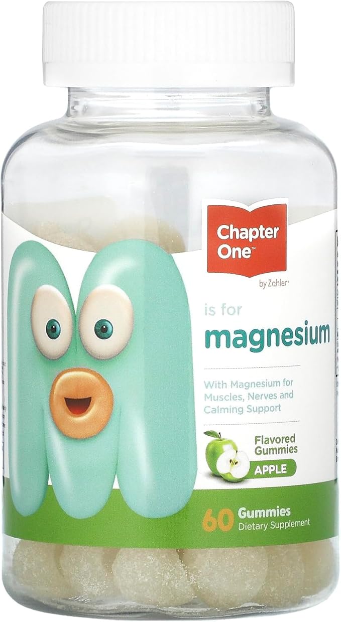 Zahler Chapter One Magnesium Gummies - Supports Calm for Kids - Chewable Magnesium Supplement Gummies to Support Muscle Function - Kosher, Dairy-Free & Gluten-Free - Apple, 60 Count