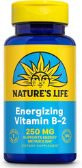 Nature's Life Vitamin B-2 250 mg - Vitamin B2 Energy Pills for Metabolism Support - High-Potency Riboflavin Plus Calcium Supplement - One Per Day - 100 Servings, 100 Tablets