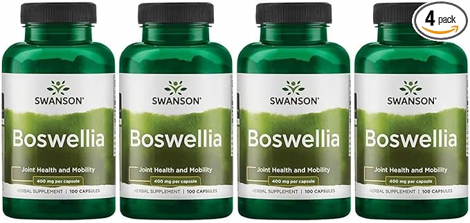 Swanson Boswellia - Herbal Supplement Promoting Joint Support - Ayurvedic Herb for Joint Flexibility & Mobility Support - Made with Boswellia Serrata Resin - (100 Capsules) (4 Pack)