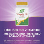 Nature's Way Vitamin D3 Max, Supports Healthy Bones and Teeth*, Supports Immune Health*, 125mcg per Serving, 240 Softgels