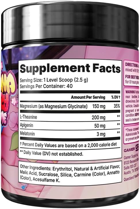Gamer Supps AFK+® (with Melatonin): Bananaberry Bedtime by Silvervale - 40 Servings - Keto Friendly Magnesium-Focused Sleep Support Supplement, Apigenin, Sugar Free