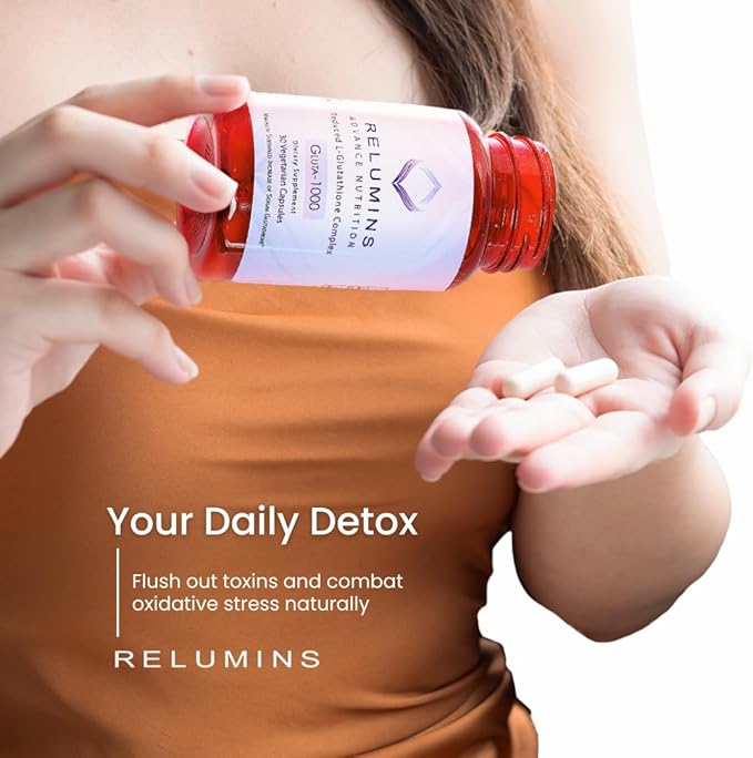 Relumins L-Glutathione & Vitamin C Supplement Bundle – 1000mg Reduced Glutathione Complex with Alpha Lipoic Acid & Rose HIPS (30 Capsules) + MAX Vitamin C 1000mg (60 Capsules)
