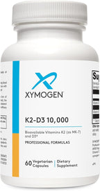 XYMOGEN K2-D3 10000 - Vitamin D3 K2 - Bioavailable Vitamin D 10,000 IU (Cholecalciferol) with MK-7 - Heart, Arterial, Bone Health + Immune Support Supplement (60 Capsules)