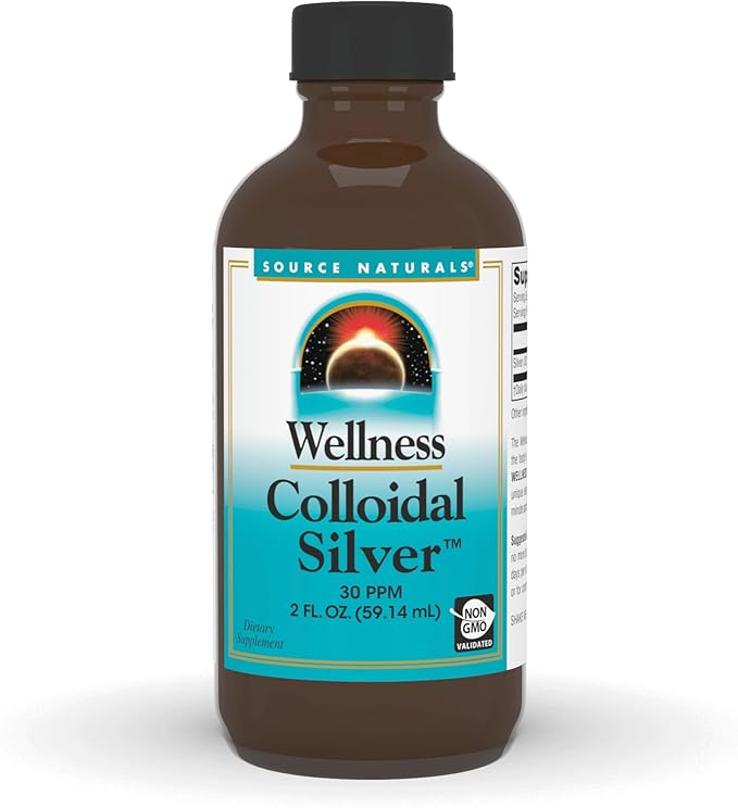Source Naturals Wellness Colloidal Silver, 30 ppm, Non-GMO Liquid Dietary Supplement that Supports Physical Well Being* - 2 Fluid oz
