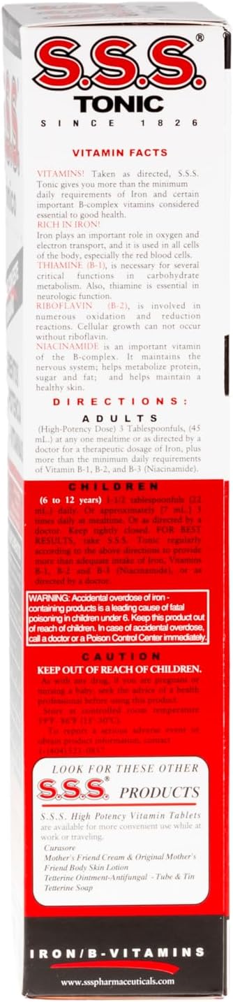 S.S.S. Tonic – High Potency Iron Supplement with B1, B2, B3 Vitamins – 20 fl oz Liquid Formula for Energy, Vitality & Wellness – Easy-to-Take, Iron-Rich, Made in USA, for Women & Men