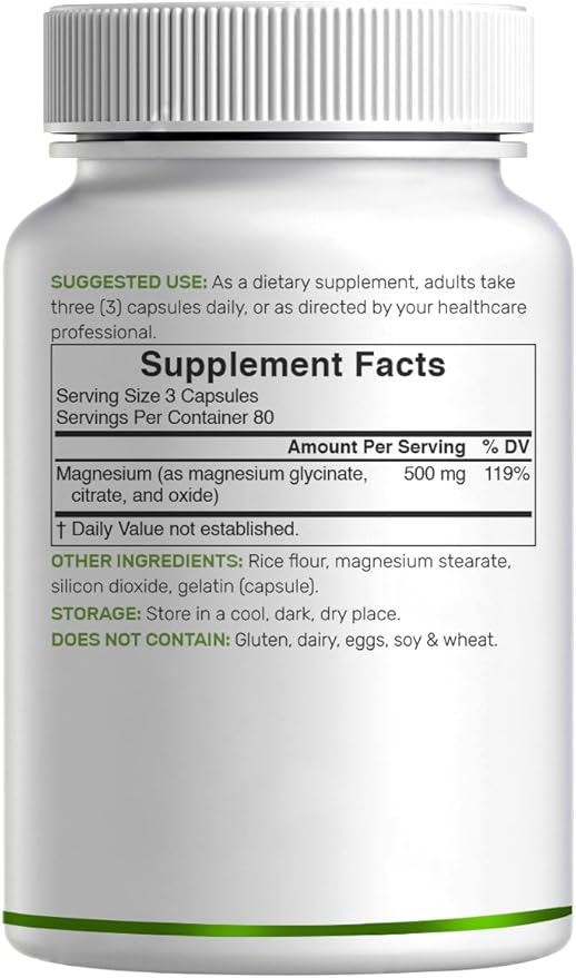 Magnesium Complex 1,000mg, 240 Capsules – Triple Magnesium Complex with Magnesium Glycinate, Citrate, Oxide – Mineral Supplements with Max Strength Elemental Forms + 100% Chelated & Purified