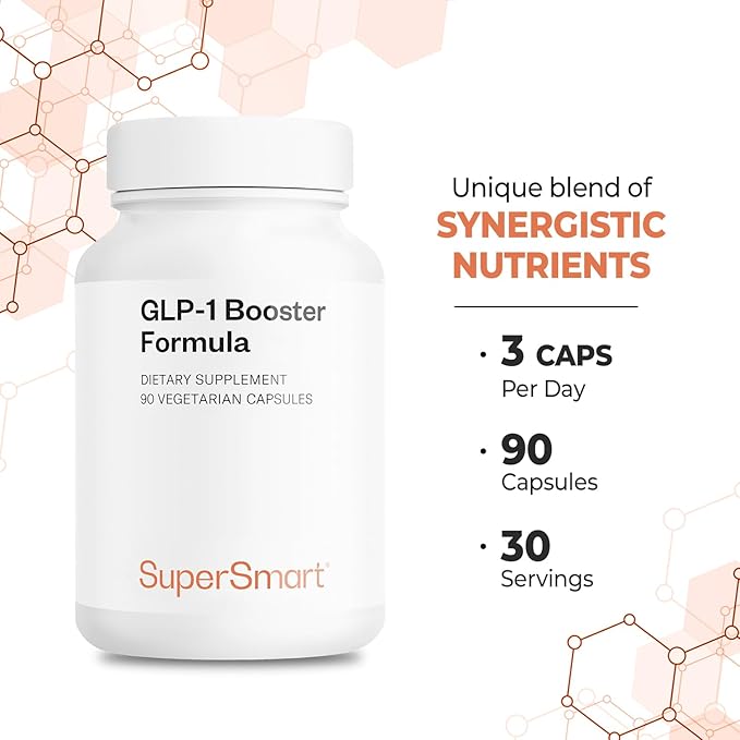 Supersmart GLP-1 Booster Formula - Advanced Metabolic Balance Complex with Metabolaid, Green Tea EGCG, Berberine 97%, Chromium | Gluten Free & Vegan - 90 Vegetarian Capsules