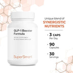 Supersmart GLP-1 Booster Formula - Advanced Metabolic Balance Complex with Metabolaid, Green Tea EGCG, Berberine 97%, Chromium | Gluten Free & Vegan - 90 Vegetarian Capsules