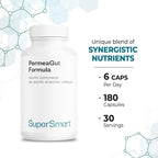 Supersmart PermeaGut Formula (High Potency) - with L-Glutamine, ButiShield Calcium Butyrate, Zinc-L-Carnosine - Gut Barrier Support | Vegan & Gluten Free - 180 Gastro-Resistant Capsules