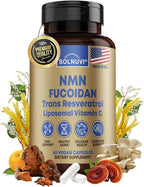 NMN 500mg & Fucoidan with Trans Resveratrol, Liposomal Vitamin C, Chaga, Reishi, Maitake Mushroom Extract - NAD+, Mitochondrial, Healthy Aging Support - 60 Capsules, Non GMO, Gluten Free Supplement