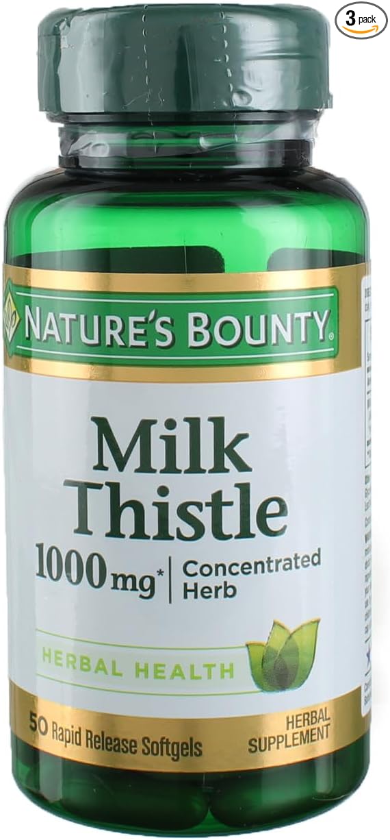 Nature's Bounty Milk Thistle 1000 mg, 50 Softgels (3 Pack)